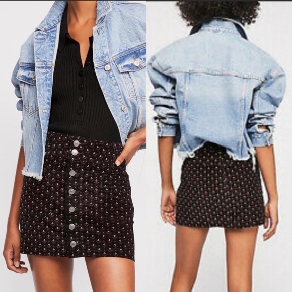 Free People Joanie Patterned Corduroy Mini Skirt - Picture 1 of 8